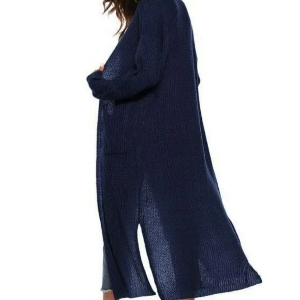 INC International Concepts Ribbed Duster Cardigan - Navy